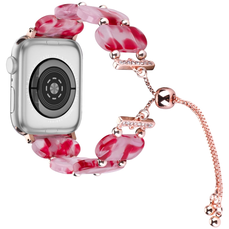 For Apple Watch Series 5 44mm Resin Retractable Chain Watch Band(Rose Red) - Watch Bands by PMC TechLife | Online Shopping South Africa | PMC TechLife