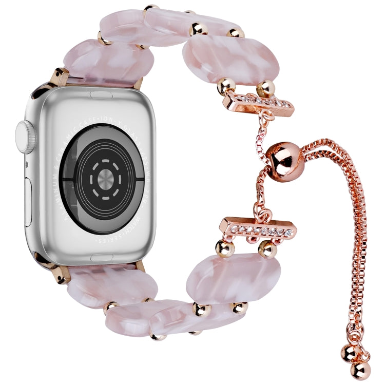 For Apple Watch Series 4 44mm Resin Retractable Chain Watch Band(Pink Flower) - Watch Bands by PMC TechLife | Online Shopping South Africa | PMC TechLife
