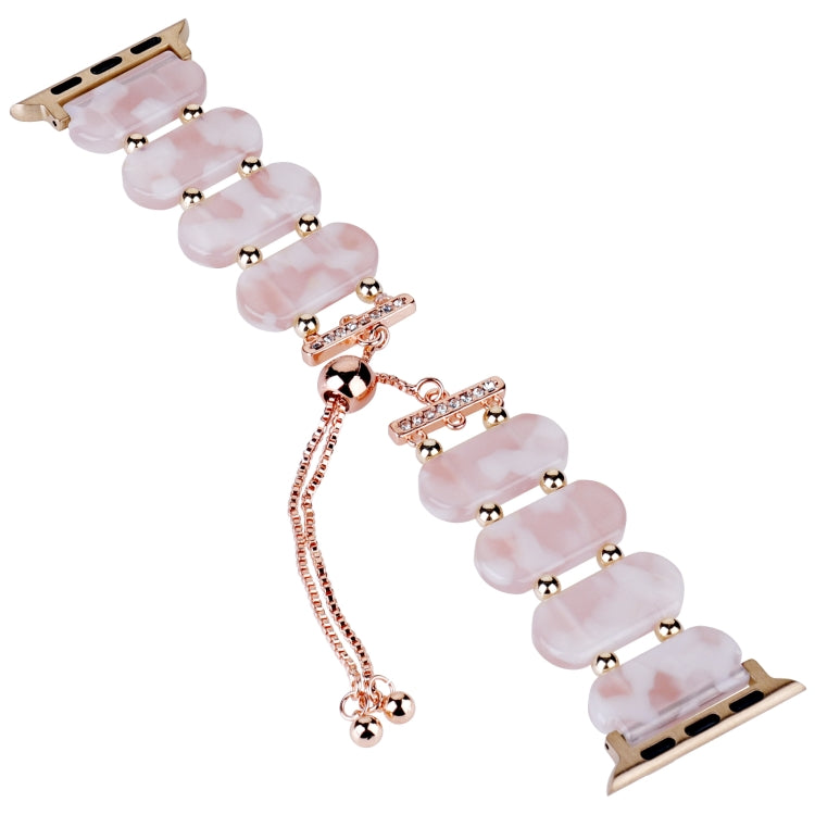 For Apple Watch Series 2 38mm Resin Retractable Chain Watch Band(Pink Flower) - Watch Bands by PMC TechLife | Online Shopping South Africa | PMC TechLife