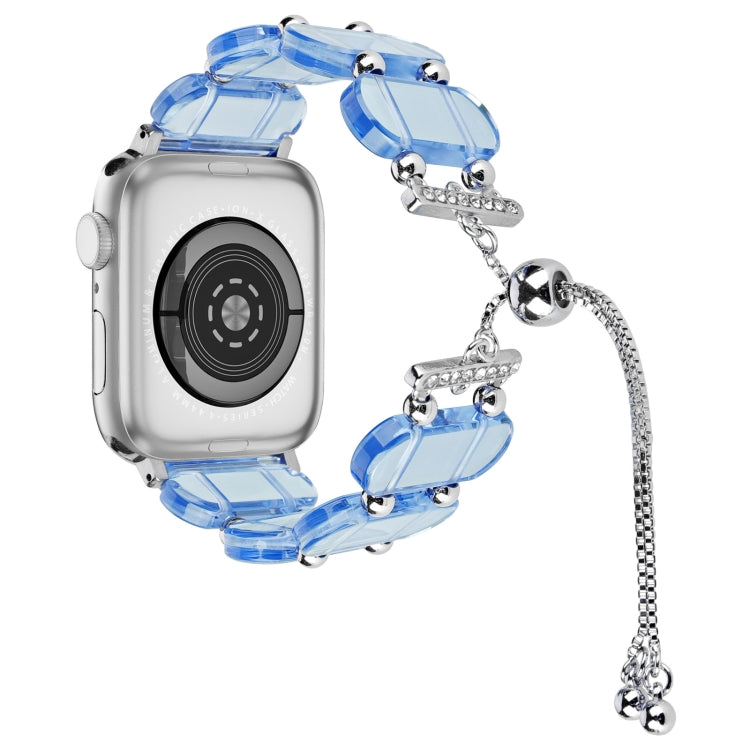 For Apple Watch 42mm Resin Retractable Chain Watch Band(Blue) - Watch Bands by PMC TechLife | Online Shopping South Africa | PMC TechLife