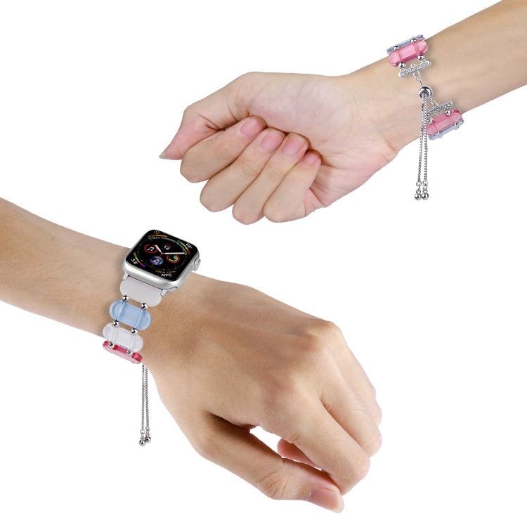 For Apple Watch Series 4 44mm Resin Retractable Chain Watch Band(Pearlescent Rainbow) - Watch Bands by PMC TechLife | Online Shopping South Africa | PMC TechLife