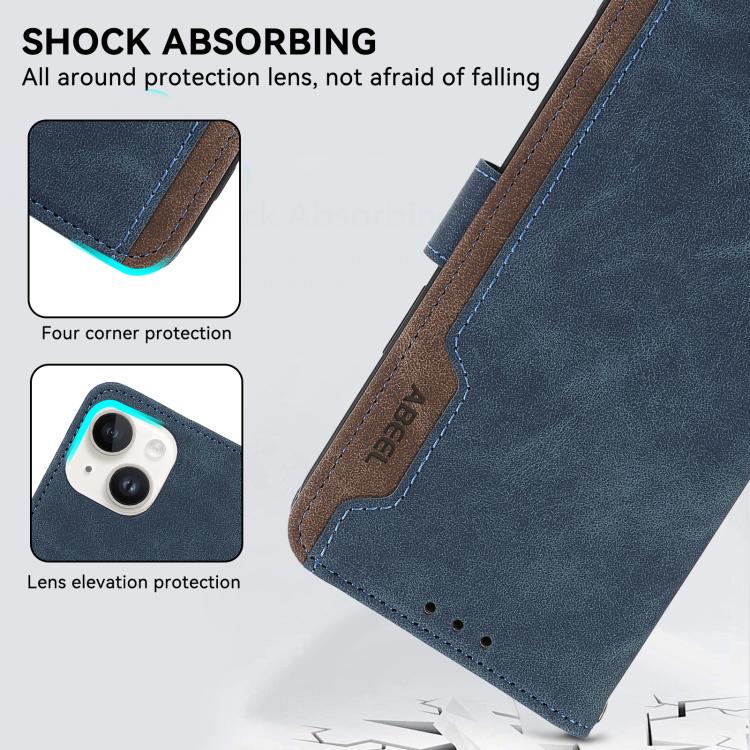 For iPhone 17 ABEEL Color Block Magnetic RFID Leather Phone Case(Blue-Brown) - free shipping - PMc TechLife - Order now!