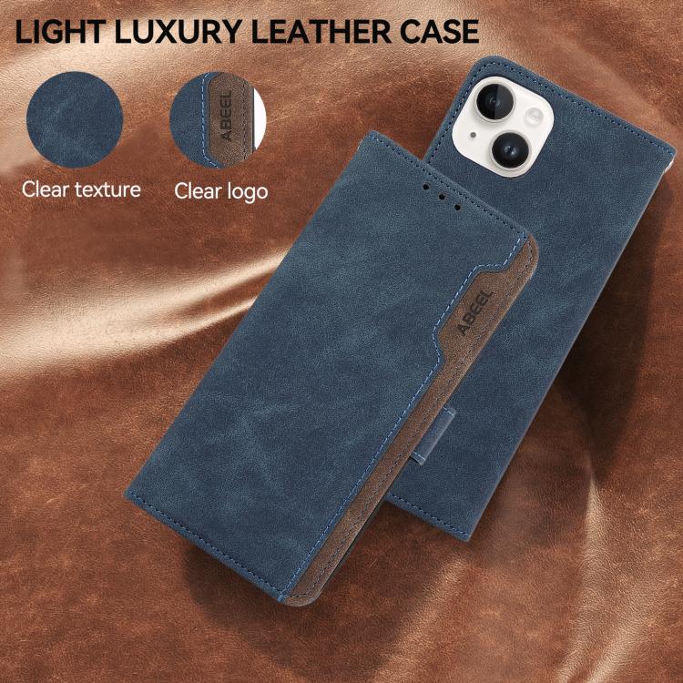For iPhone 17 ABEEL Color Block Magnetic RFID Leather Phone Case(Blue-Brown) - free shipping - PMc TechLife - Order now!