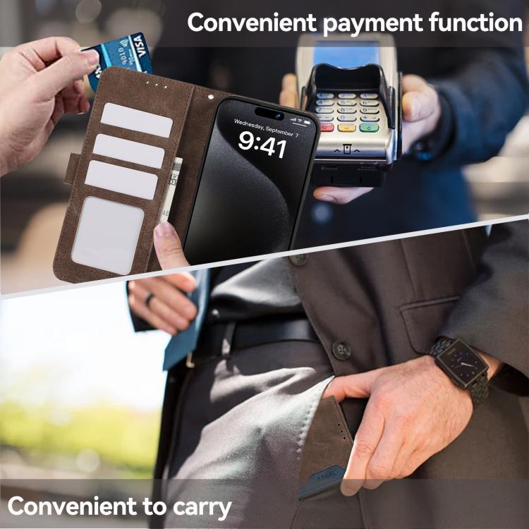 For iPhone 17 ABEEL Color Block Magnetic RFID Leather Phone Case(Brown-Blue) - free shipping - PMc TechLife - Order now!