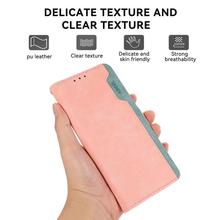 For iPhone 17 Air ABEEL Color Block Magnetic RFID Leather Phone Case(Pink-Cyan) - free shipping - PMc TechLife - Order now!