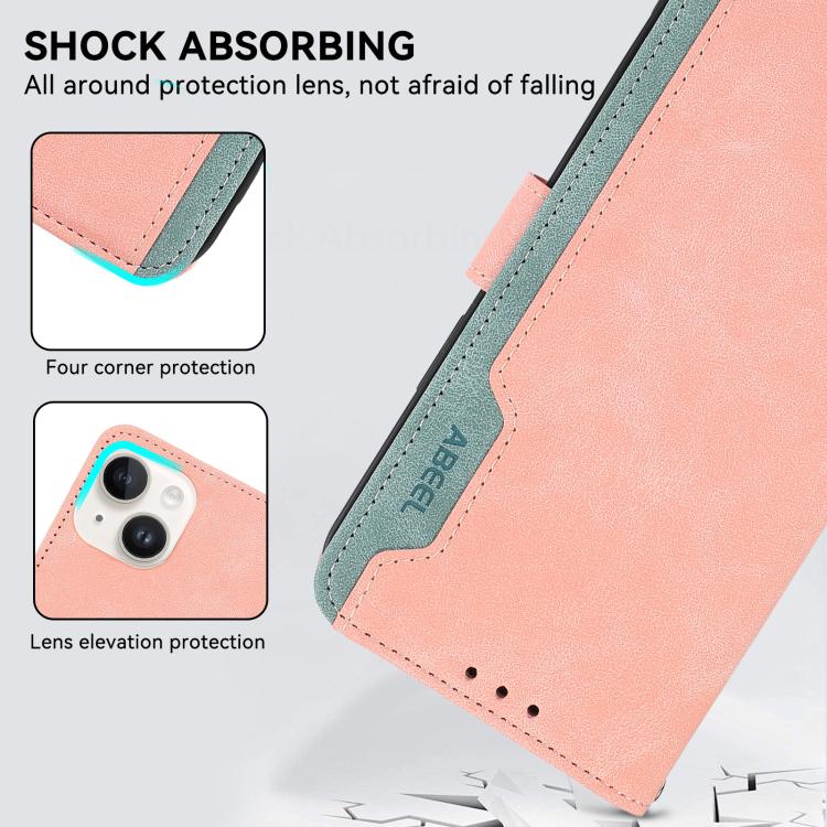 For iPhone 17 Air ABEEL Color Block Magnetic RFID Leather Phone Case(Pink-Cyan) - free shipping - PMc TechLife - Order now!