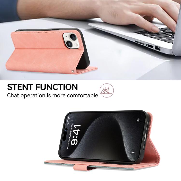 For iPhone 17 Air ABEEL Color Block Magnetic RFID Leather Phone Case(Pink-Cyan) - free shipping - PMc TechLife - Order now!