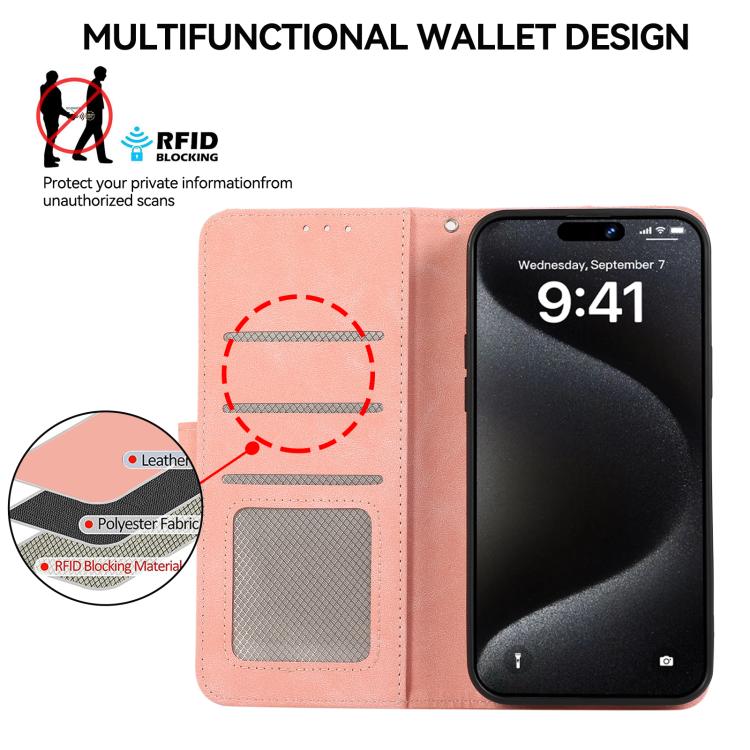 For iPhone 17 Air ABEEL Color Block Magnetic RFID Leather Phone Case(Pink-Cyan) - free shipping - PMc TechLife - Order now!