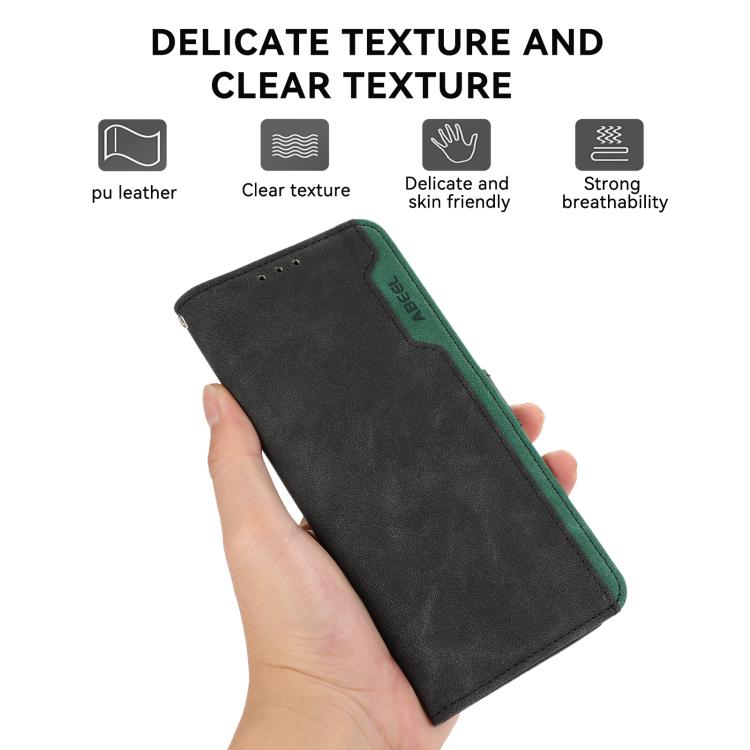 For iPhone 17 Air ABEEL Color Block Magnetic RFID Leather Phone Case(Black-Green) - free shipping - PMc TechLife - Order now!