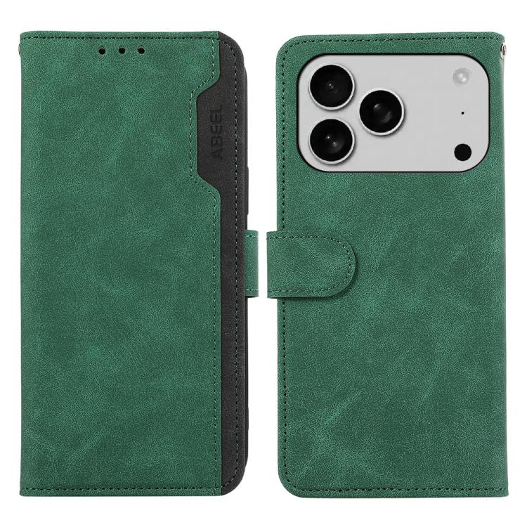 For iPhone 17 Pro Max ABEEL Color Block Magnetic RFID Leather Phone Case(Green-Black) - free shipping - PMc TechLife - Order now!
