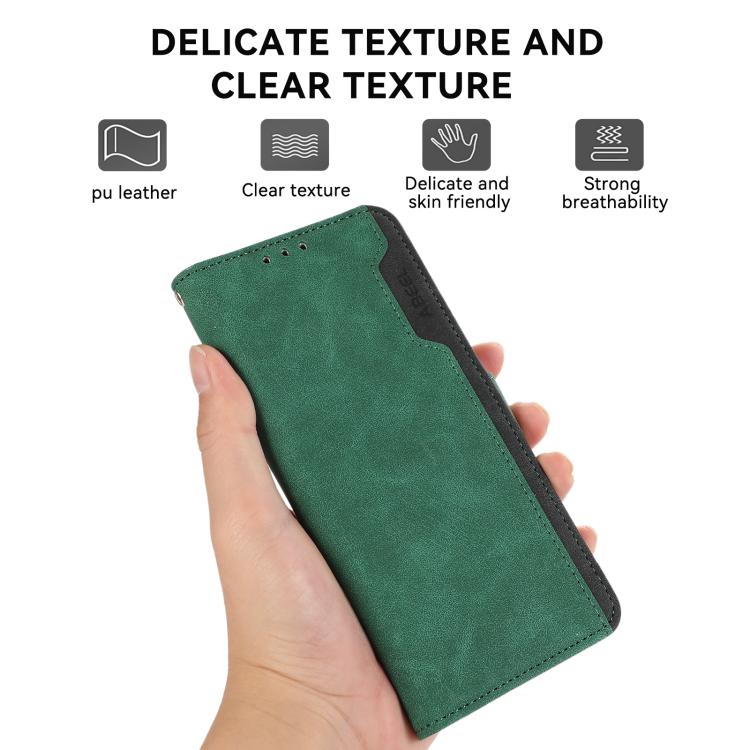 For iPhone 17 Pro Max ABEEL Color Block Magnetic RFID Leather Phone Case(Green-Black) - free shipping - PMc TechLife - Order now!