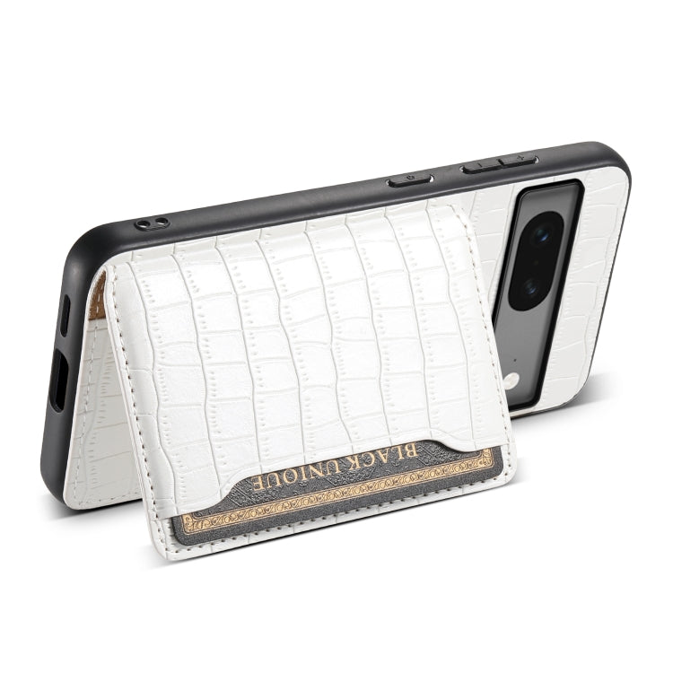 For Google Pixel 7 5G Crocodile Texture Card Bag Design Full Coverage Phone Case(White) - Google Cases by PMC TechLife | Online Shopping South Africa | PMC TechLife | Buy Now Pay Later Mobicred