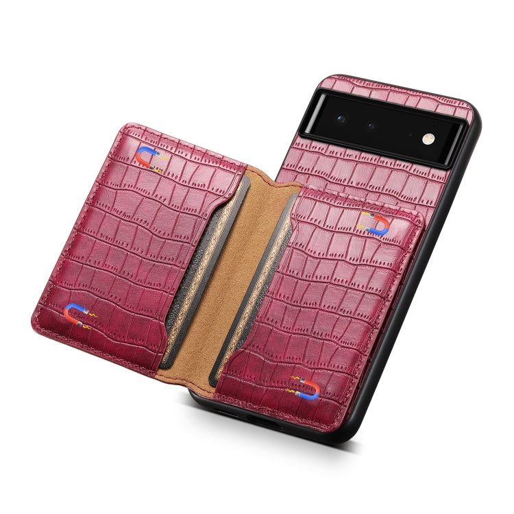 For Google Pixel 6 Crocodile Texture Card Bag Design Full Coverage Phone Case(Red) - Google Cases by PMC TechLife | Online Shopping South Africa | PMC TechLife | Buy Now Pay Later Mobicred