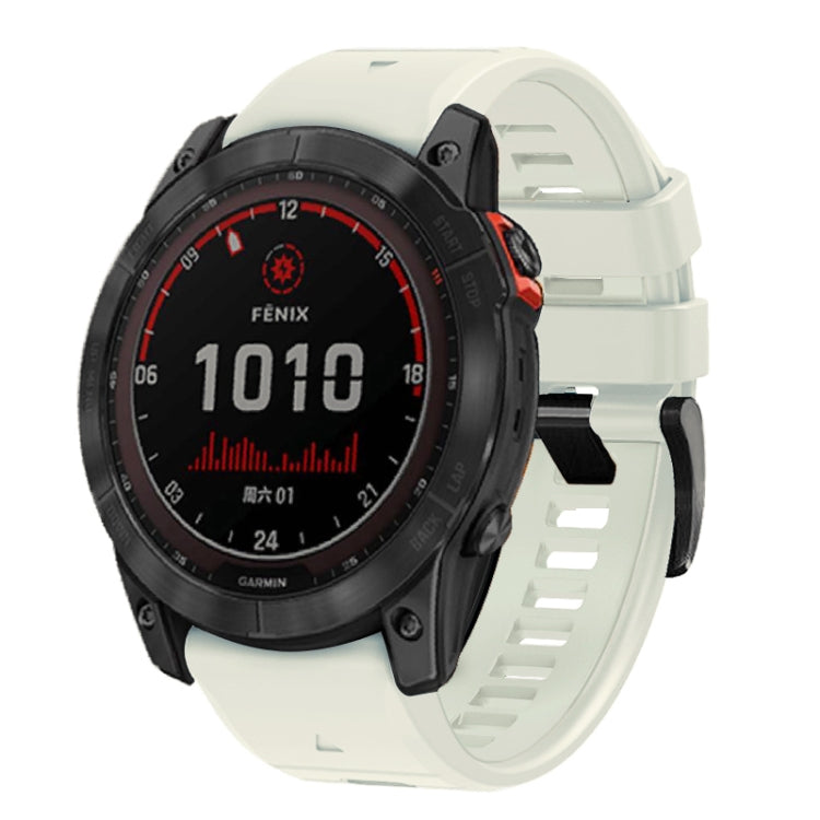 For Garmin Fenix 7 Pro 22mm Solid Color Steel Buckle Silicone Quick Release Watch Band(Creamy White) - Watch Bands by PMC TechLife | Online Shopping South Africa | PMC TechLife