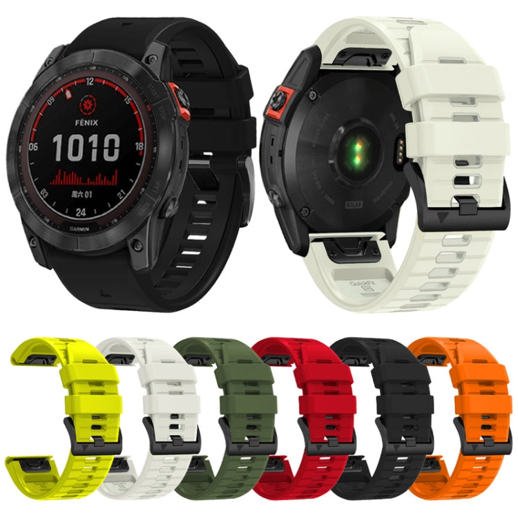 For Garmin Fenix 7 Pro 22mm Solid Color Steel Buckle Silicone Quick Release Watch Band(Lime Green) - Watch Bands by PMC TechLife | Online Shopping South Africa | PMC TechLife
