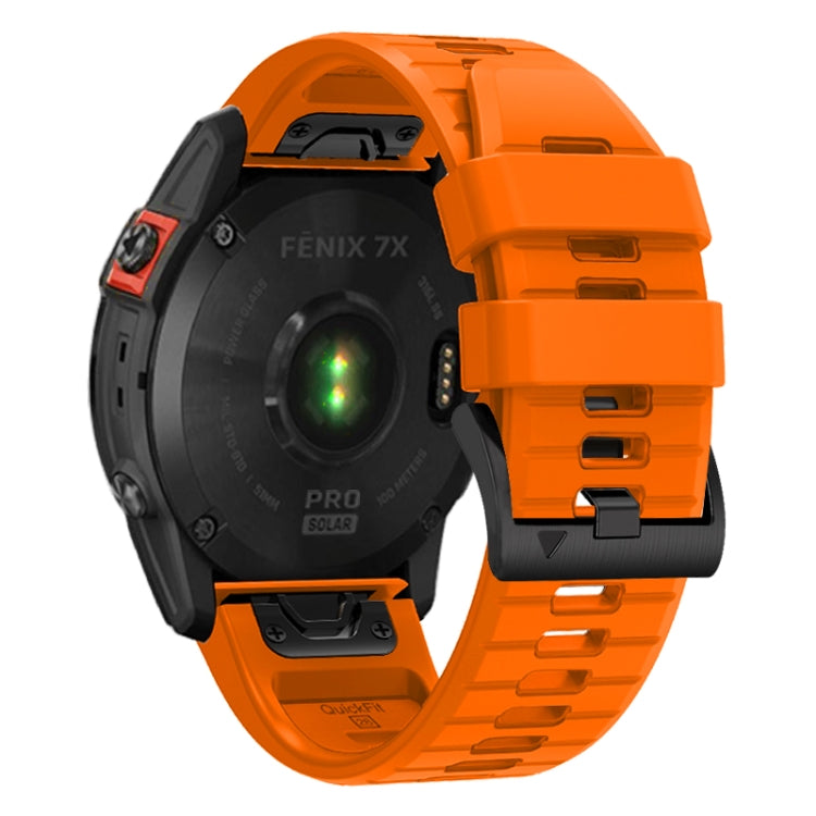 For Garmin Fenix 7X 26mm Solid Color Steel Buckle Silicone Quick Release Watch Band(Orange) - Watch Bands by PMC TechLife | Online Shopping South Africa | PMC TechLife