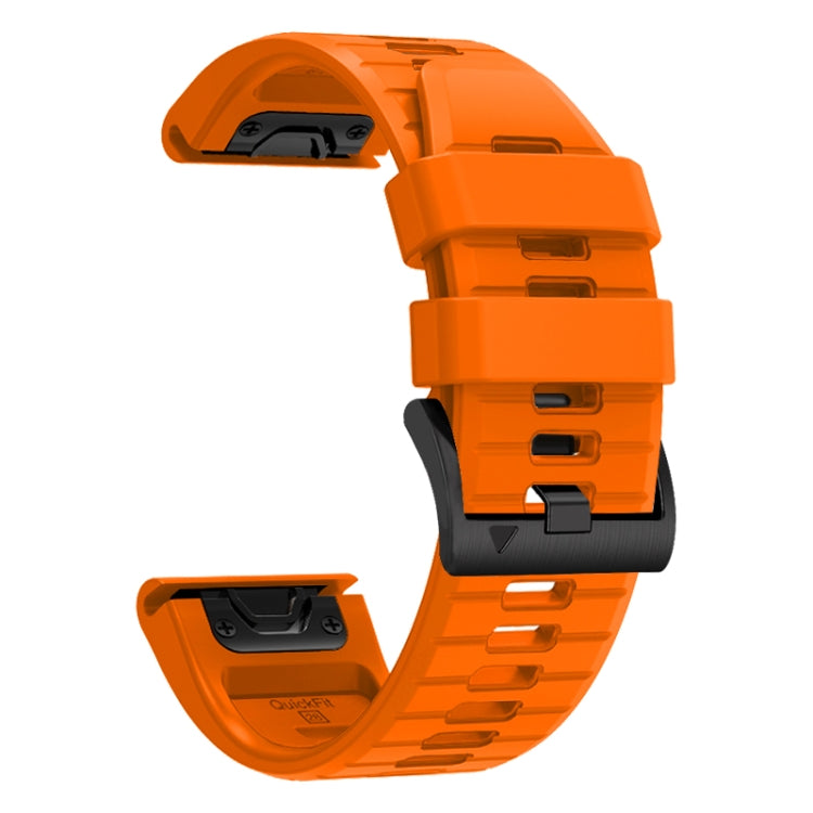 For Garmin Fenix 7X 26mm Solid Color Steel Buckle Silicone Quick Release Watch Band(Orange) - Watch Bands by PMC TechLife | Online Shopping South Africa | PMC TechLife