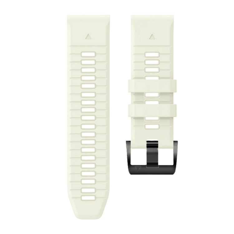 For Garmin Fenix 7X 26mm Solid Color Steel Buckle Silicone Quick Release Watch Band(Creamy White) - Watch Bands by PMC TechLife | Online Shopping South Africa | PMC TechLife