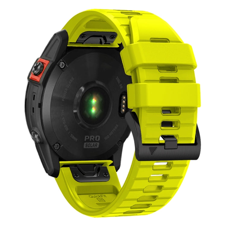 For Garmin Fenix 7X 26mm Solid Color Steel Buckle Silicone Quick Release Watch Band(Lime Green) - Watch Bands by PMC TechLife | Online Shopping South Africa | PMC TechLife
