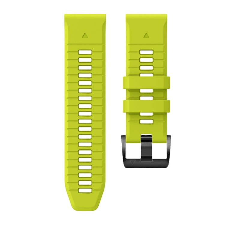 For Garmin Fenix 7X 26mm Solid Color Steel Buckle Silicone Quick Release Watch Band(Lime Green) - Watch Bands by PMC TechLife | Online Shopping South Africa | PMC TechLife