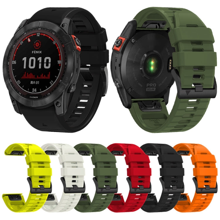 For Garmin Fenix 7X 26mm Solid Color Steel Buckle Silicone Quick Release Watch Band(Lime Green) - Watch Bands by PMC TechLife | Online Shopping South Africa | PMC TechLife