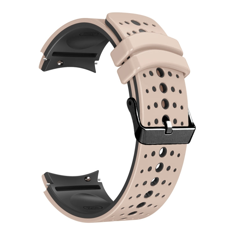 For Samsung Galaxy Watch 6 Two Color Silicone Watch Band(Khaki Black) - Watch Bands by PMC TechLife | Online Shopping South Africa | PMC TechLife
