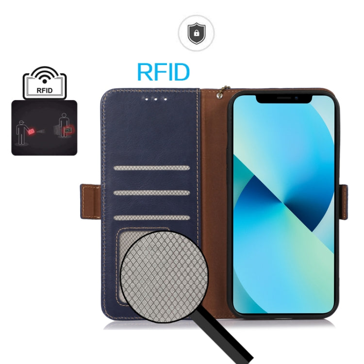 For Google Pixel 9 Pro Crazy Horse Top Layer Cowhide Leather Phone Case(Blue) - Google Cases by PMC TechLife | Online Shopping South Africa | PMC TechLife | Buy Now Pay Later Mobicred