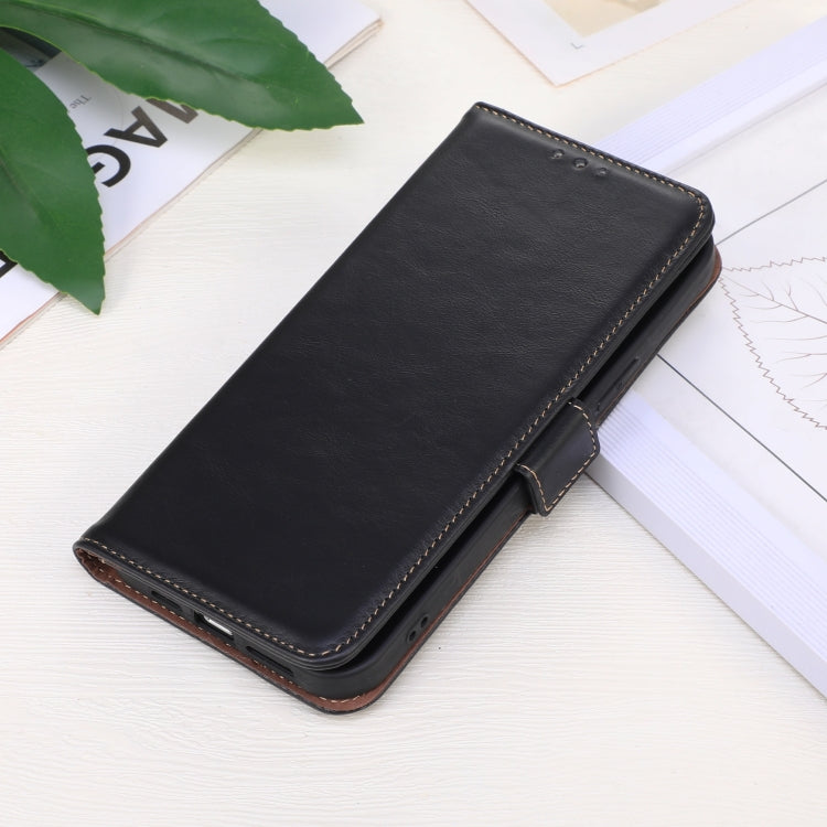 For Google Pixel 9a Crazy Horse Top Layer Cowhide Leather Phone Case(Black) - Google Cases by PMC TechLife | Online Shopping South Africa | PMC TechLife | Buy Now Pay Later Mobicred