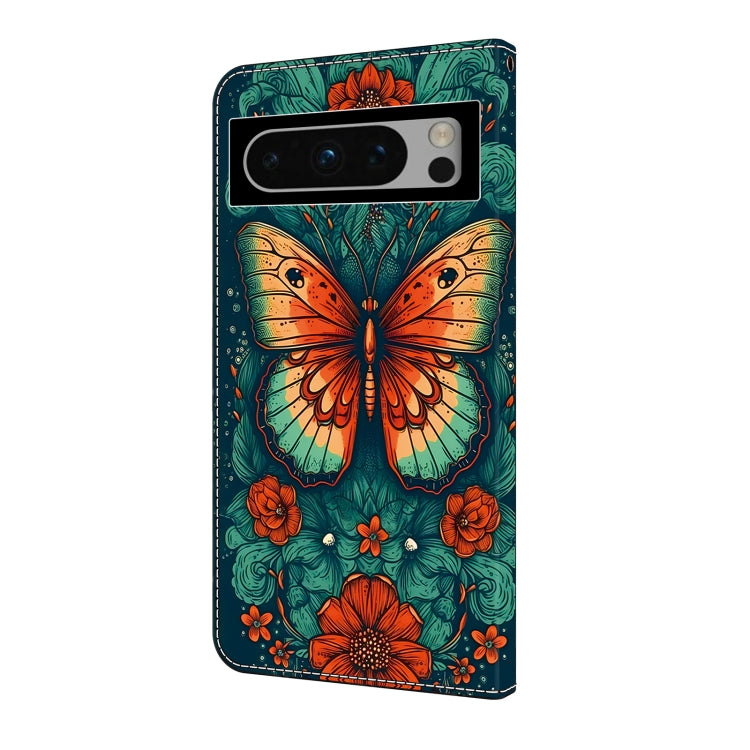 For Google Pixel 9 Crystal Painted Leather Phone case(Flower Butterfly) - Google Cases by PMC TechLife | Online Shopping South Africa | PMC TechLife | Buy Now Pay Later Mobicred