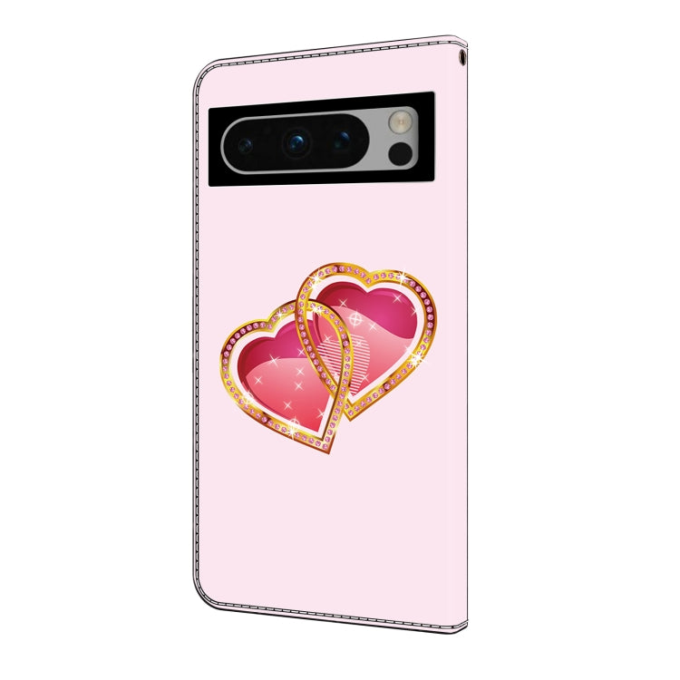 For Google Pixel 9 Pro Crystal Painted Leather Phone case(Love Peach) - Google Cases by PMC TechLife | Online Shopping South Africa | PMC TechLife | Buy Now Pay Later Mobicred