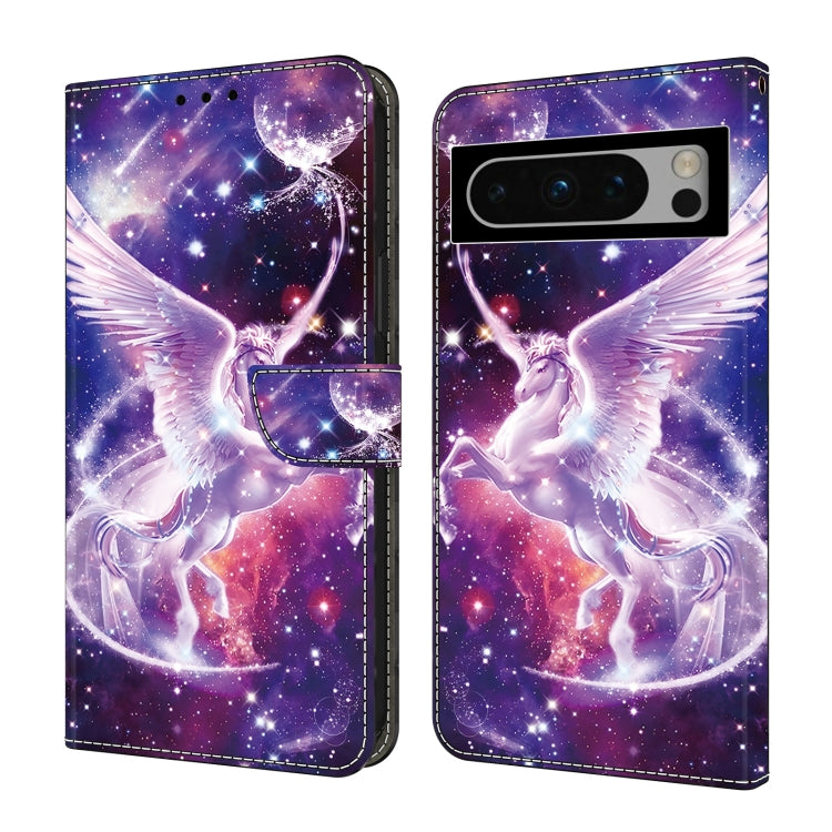 For Google Pixel 9 Pro Crystal Painted Leather Phone case(Unicorn) - Google Cases by PMC TechLife | Online Shopping South Africa | PMC TechLife | Buy Now Pay Later Mobicred