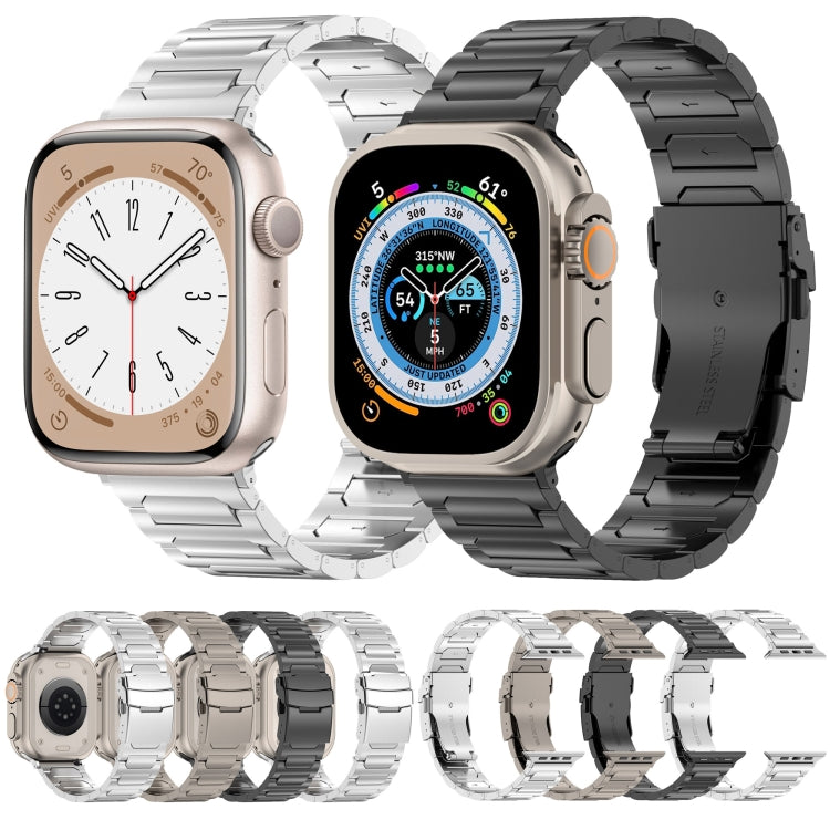For Apple Watch SE 2023 44mm I-Shaped Titanium Metal Watch Band(Black) - Watch Bands by PMC TechLife | Online Shopping South Africa | PMC TechLife