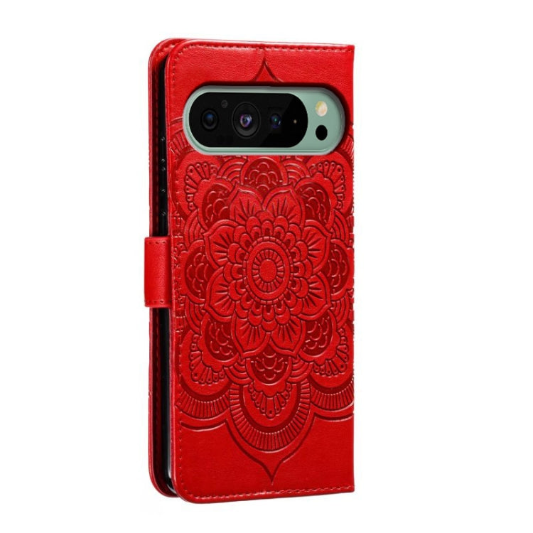 For Google Pixel 9 Sun Mandala Embossing Pattern Phone Leather Case(Red) - Google Cases by PMC TechLife | Online Shopping South Africa | PMC TechLife | Buy Now Pay Later Mobicred