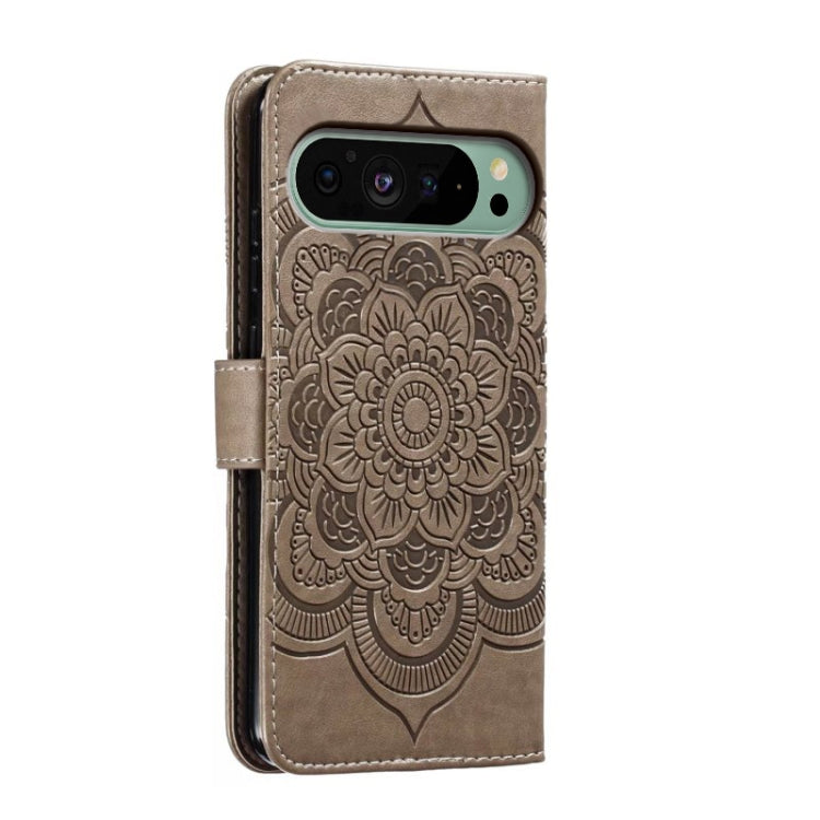 For Google Pixel 9 Sun Mandala Embossing Pattern Phone Leather Case(Grey) - free shipping - PMC TechLife - Order now!