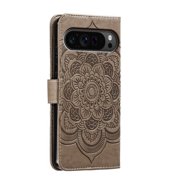 For Google Pixel 9 Pro Sun Mandala Embossing Pattern Phone Leather Case(Grey) - Google Cases by PMC TechLife | Online Shopping South Africa | PMC TechLife | Buy Now Pay Later Mobicred