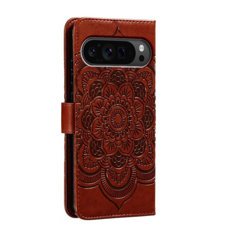 For Google Pixel 9 Pro Sun Mandala Embossing Pattern Phone Leather Case(Brown) - Google Cases by PMC TechLife | Online Shopping South Africa | PMC TechLife | Buy Now Pay Later Mobicred
