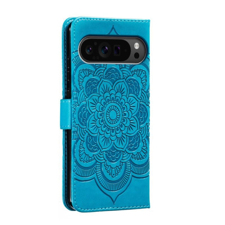 For Google Pixel 9 Pro Sun Mandala Embossing Pattern Phone Leather Case(Blue) - Google Cases by PMC TechLife | Online Shopping South Africa | PMC TechLife | Buy Now Pay Later Mobicred