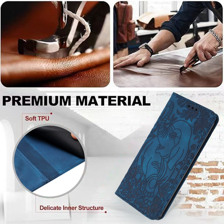 For iPhone 16 Plus Retro Elephant Embossed Leather Phone Case(Blue) - free shipping - PMC TechLife - Order now!