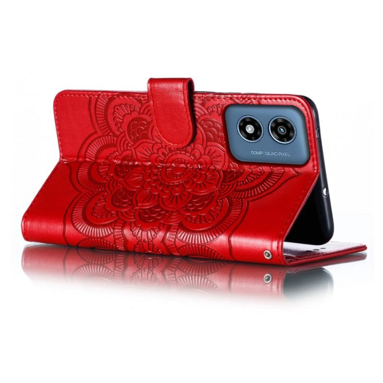 For Motorola Moto G Play 2024 Sun Mandala Embossing Pattern Phone Leather Case(Red) - free shipping - PMC Jewellery - Order now!