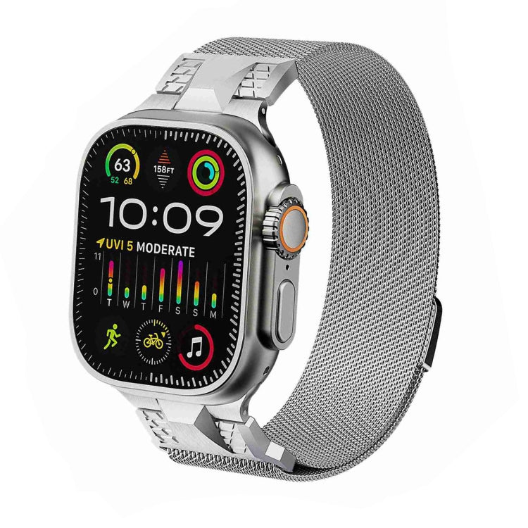 For Apple Watch Ultra 2 49mm Mecha Style Milanese Metal Watch Band(Titanium Silver) - Watch Bands by PMC TechLife | Online Shopping South Africa | PMC TechLife | Buy Now Pay Later Mobicred
