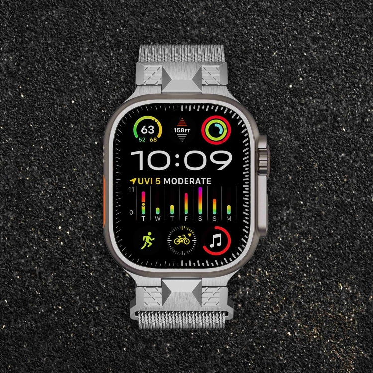 For Apple Watch Ultra 2 49mm Mecha Style Milanese Metal Watch Band(Titanium Silver) - Watch Bands by PMC TechLife | Online Shopping South Africa | PMC TechLife | Buy Now Pay Later Mobicred