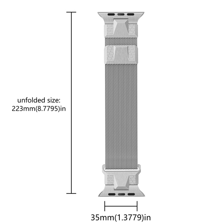 For Apple Watch Ultra 2 49mm Mecha Style Milanese Metal Watch Band(Titanium Silver) - Watch Bands by PMC TechLife | Online Shopping South Africa | PMC TechLife | Buy Now Pay Later Mobicred