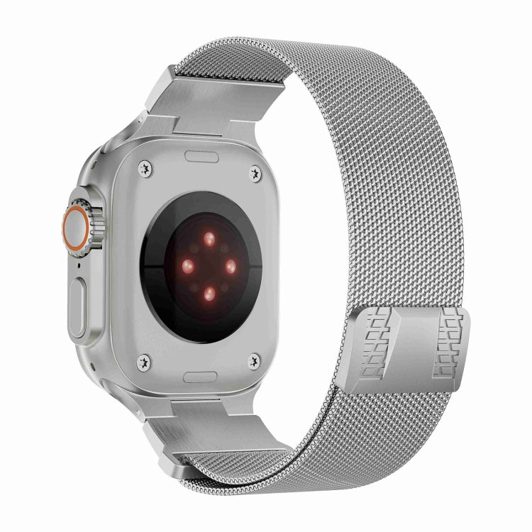 For Apple Watch Ultra 2 49mm Mecha Style Milanese Metal Watch Band(Titanium Silver) - Watch Bands by PMC TechLife | Online Shopping South Africa | PMC TechLife | Buy Now Pay Later Mobicred