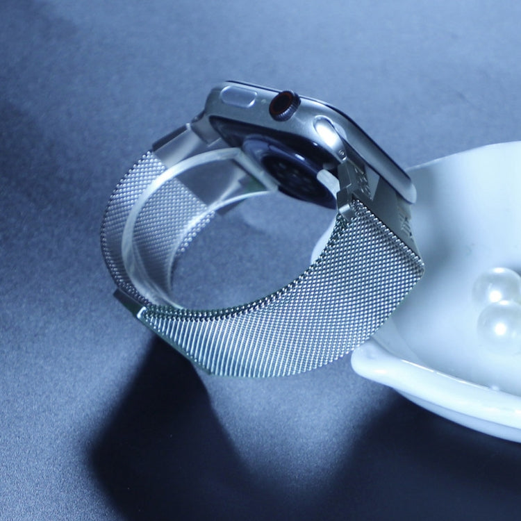 For Apple Watch Series 8 45mm Mecha Style Milanese Metal Watch Band(Titanium Silver) - Watch Bands by PMC TechLife | Online Shopping South Africa | PMC TechLife | Buy Now Pay Later Mobicred