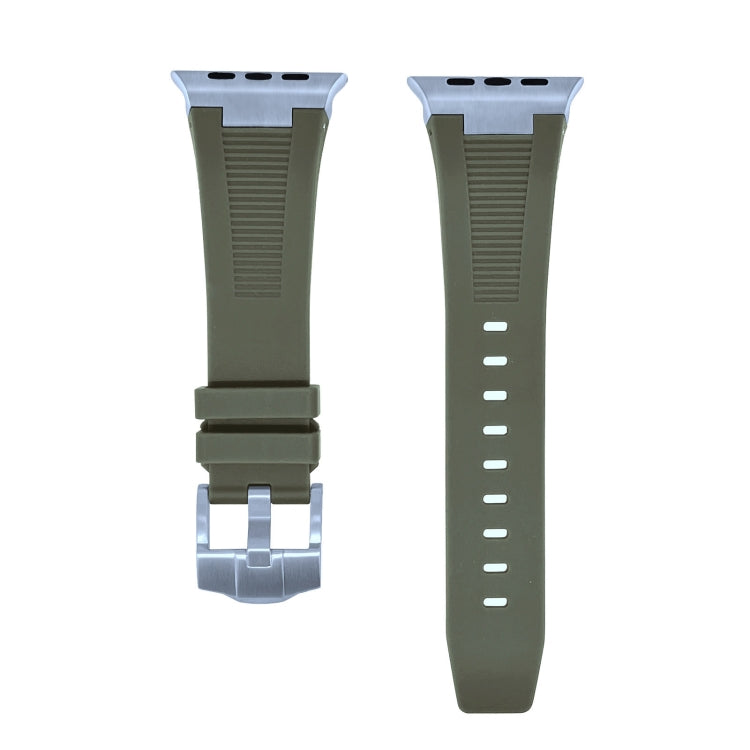For Apple Watch Series 6 44mm Loners Liquid Silicone Watch Band(Silver Green) - Watch Bands by PMC TechLife | Online Shopping South Africa | PMC TechLife | Buy Now Pay Later Mobicred