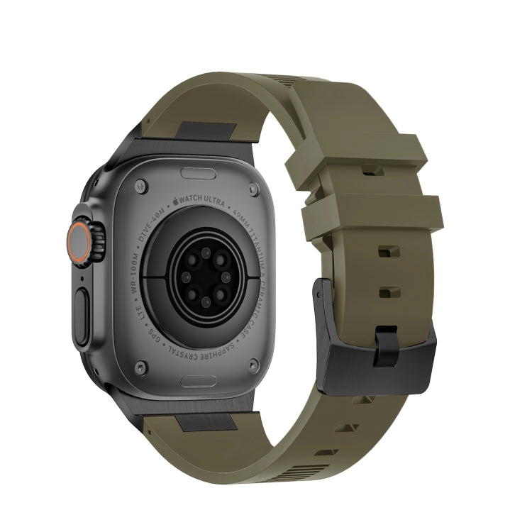 For Apple Watch 42mm Loners Liquid Silicone Watch Band(Black Green) - Watch Bands by PMC TechLife | Online Shopping South Africa | PMC TechLife