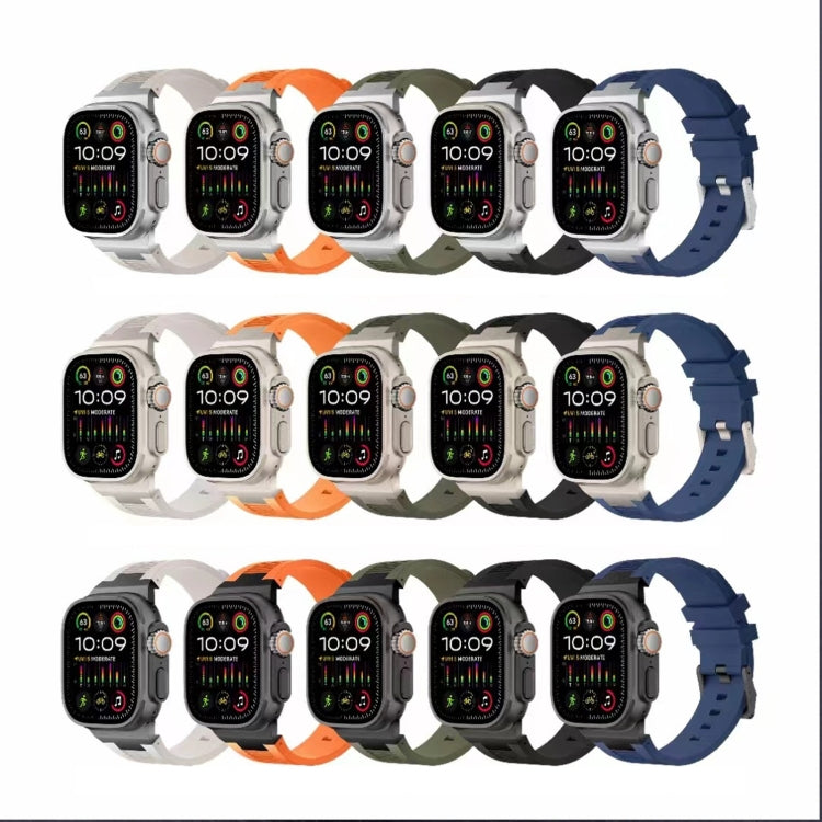 For Apple Watch 42mm Loners Liquid Silicone Watch Band(Silver Black) - free shipping - PMC TechLife - Order now!