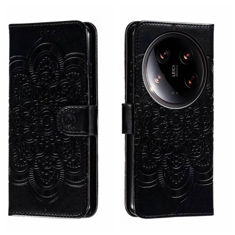 For Xiaomi 14 Ultra Sun Mandala Embossing Pattern Phone Leather Case(Black) - free shipping - PMC TechLife - Order now!