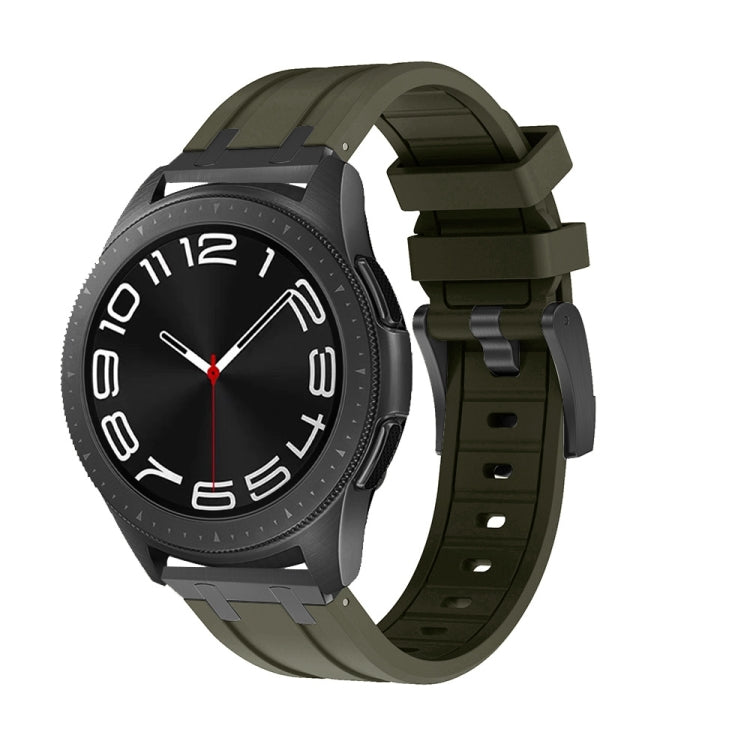 20mm Flat Head Silicone Watch Band(Black Green) - 20mm Bands by PMC TechLife | Online Shopping South Africa | PMC TechLife