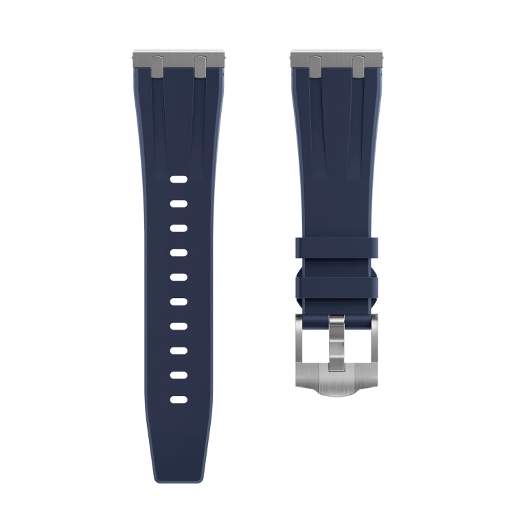 20mm Flat Head Silicone Watch Band(Silver Blue) - 20mm Bands by PMC TechLife | Online Shopping South Africa | PMC TechLife